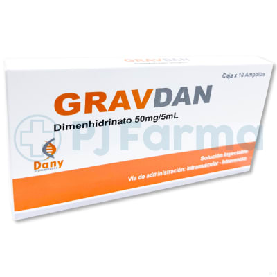 Gravdan (Dimenhidrinato) 50 mg/5 ml Amp Dany Caja X 10 Unid1