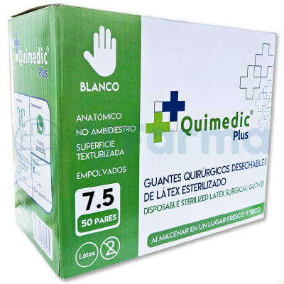 Guante  Estéril 7.5 Quimedic  Plus Caja X 50 Pares1