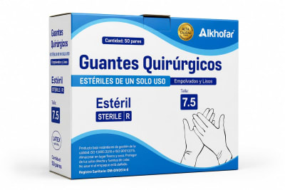 Guante Esteril 7.5 Alkhofar Caja X 50 Pares