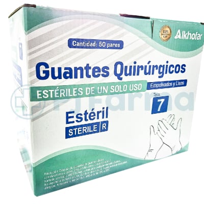 Guante Estéril 7 Alkhofar Caja X 50 Pares