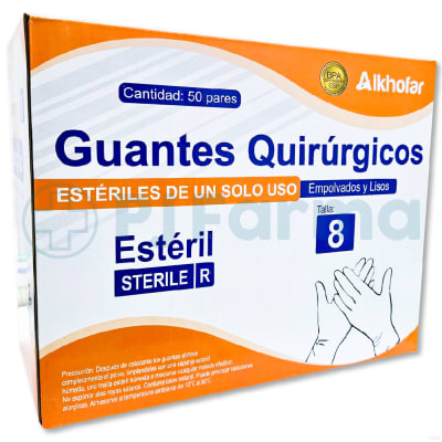 Guante Estéril 8 Alkhofar Caja X 50 Pares