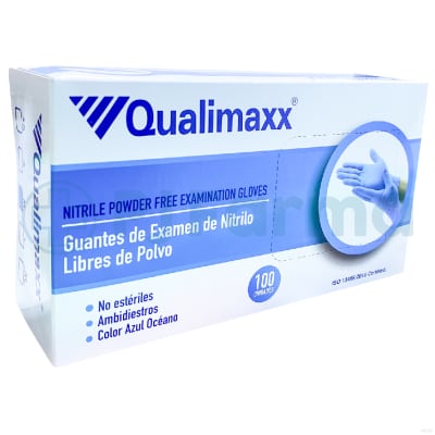 Guante De Nitrilo Celeste Xs Qualimaxx Caja X 100 Unid