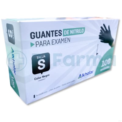 Guante de Nitrilo Negro S Alkofarma Caja X 100 Unid.