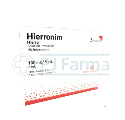 Hierronim Sacarato 100mg/5ml Amp. Oqpharmaceutical Caja X 5 Unid1