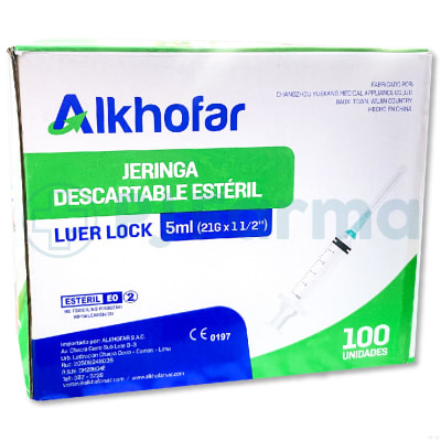 Jeringa 5 ML 21G X 1 1/2 Alkhofar Caja X 100 Unid