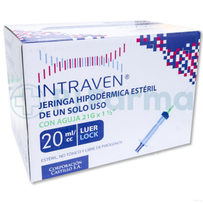 Jeringa 20 ML 21G X 1 1/2 Intraven1