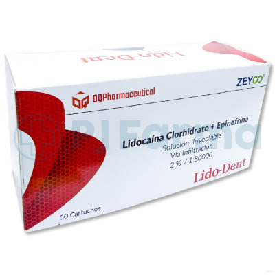 Lidocaína Dental 2% / 1:80000 Oqpharmaceutical Caja X 50 Unid1