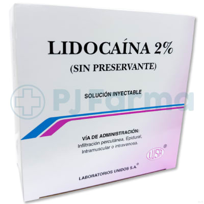 Lidocaina 2% Frasco 20ml Amp. Lusa Unid2
