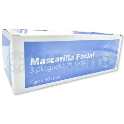 Mascarilla 3 Pliegues Celeste Endomedic Caja X 50 Unid1