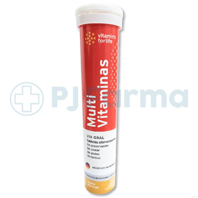 Multivitaminas Tableta Efervescente  Sabor Naranja Tubo X 20 Unid