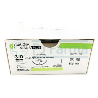 Nylon Azul 3/0 TC 30 Cirugia Peruana Unidades