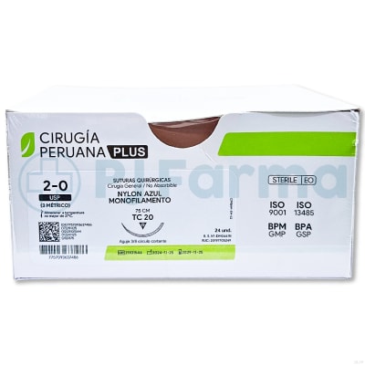 Nylon Azul 2/0 TC 20 Cirugía Peruana Unidades1
