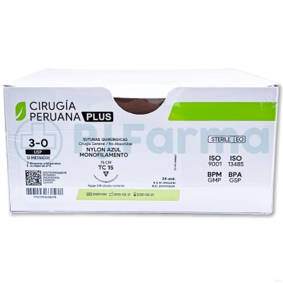 Nylon Azul 3/0 TC 15 Cirugía Peruana Unidades