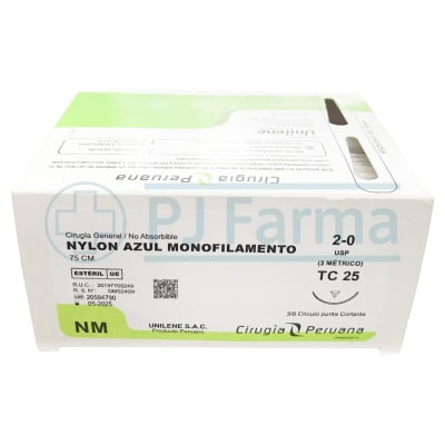 Nylon Azul 2/0 TC 25 Cirugía Peruana Unidades