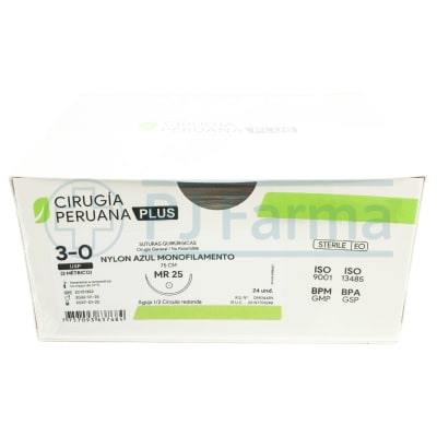 Nylon Azul 3/0 MR 25 Cirugía Peruana Unidades1