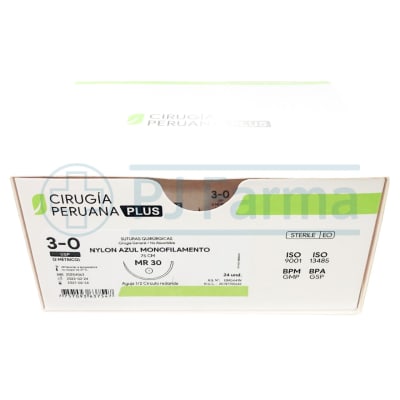 Nylon Azul 3/0 MR 30 Cirugía Peruana Unidades