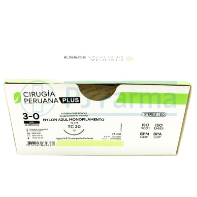 Nylon Azul 3/0 TC 20 Cirugia Peruana Unidades