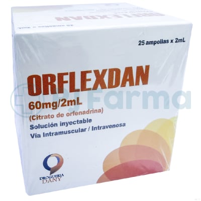 Orflexdan (Citrato De Orfenadrina) 60 Mg/2 Ml Amp Dany Caja X 25 Und