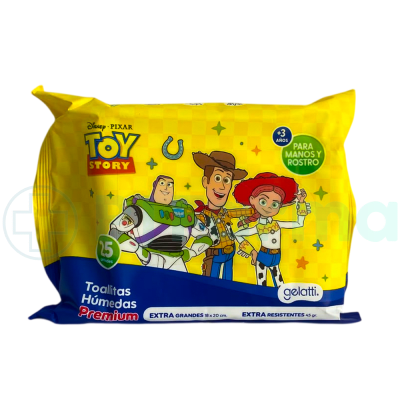 TOALLITAS HÚMEDAS GELATTI TOY STORY PQTE X 25 UNID