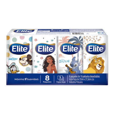 Pañuelos Disney Aloe Vera Elite Pack De 8 Paquetes De 10 Und