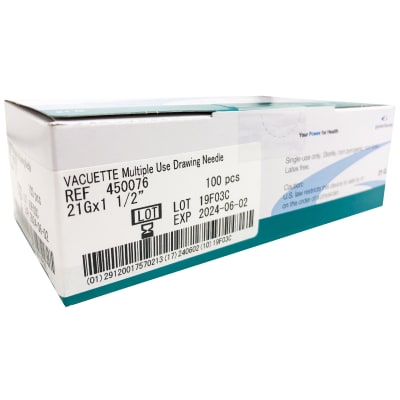 Aguja Vacutainer 21g x 1 1/2 caja x 100 uni. Vacuette