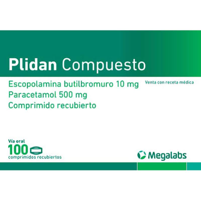 Plidan Compuesto (Escopolamina Butilbromuro 10Mg+Paracetamol 50MG) Megalabs Tab.