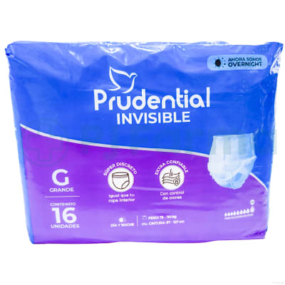 Pañal Para Adulto Prudential Invisible Pqte X 16 Unid Talla G