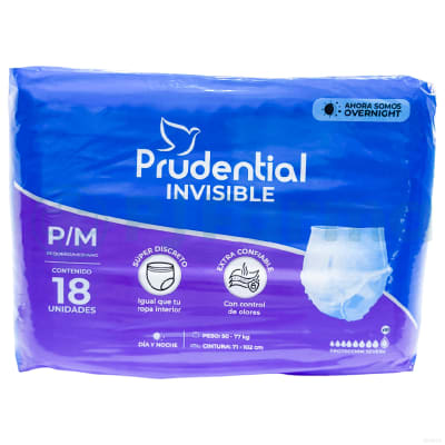 Pañal Para Adulto Prudential Invisible Pqte X 18 Unid Talla M