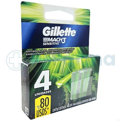 Repuesto De Máquina De Afeitar  Gillette  Mach3 Sensitive  Pqte X 4 Unid1