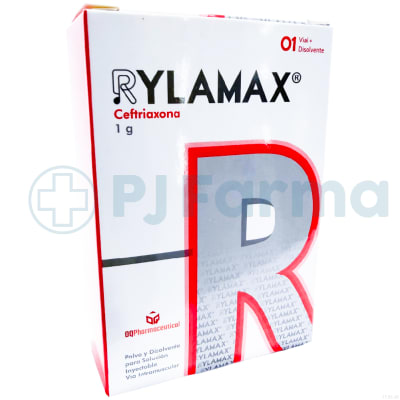 Rylamax (Ceftriaxona 1G+Lidocaina 1%)Oq Pharmaceutical  Sol.  Inyectable Vía I.M Caja X 1 Unid1