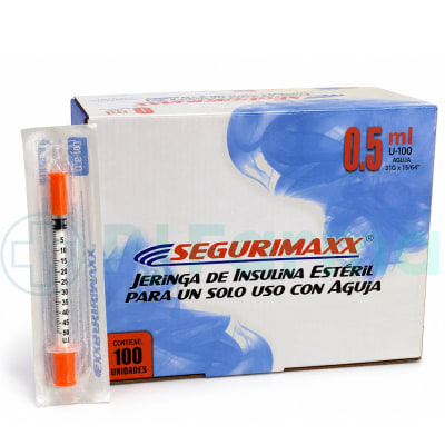 Jeringa Para Insulina 0.5 Ml C/A 31 x 6 Mm Segurimaxx