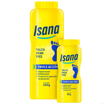 Pack Talco Para  Pies Triple Acción 240Gr + 60Gr Isana