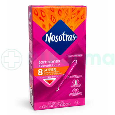Tampones Nosotras Súper Con Aplicador (Flujo 9-12 Gr) Caja X 8 Unid