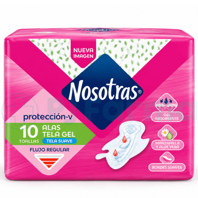 Toalla Higiénica Nosotras Alas Tela Gel Pack X 10 Unid