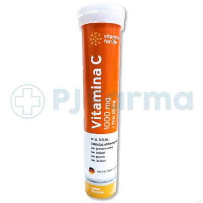 Vitamina C + Zinc Tableta Efervescente Sabor Naranja Tubo X 20 Unid1