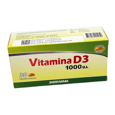 Vitamina  D3 100U.I. Sherfarma Caps. Caja X 30 Unid