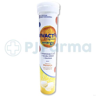 Energy + Magnesio Vivactiv Tableta Efervescente Tubo X 20 Unid