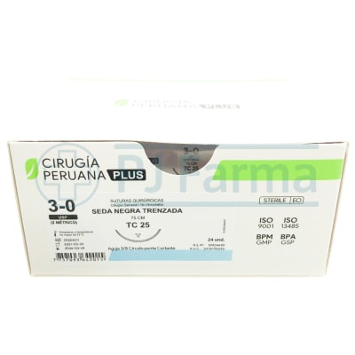 Seda Negra 3/0 TC 25 Cirugia Peruana Unidades1