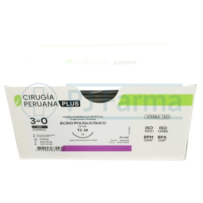 Ácido Poliglicólico 3/0 TC 20 Cirugía Peruana Und1