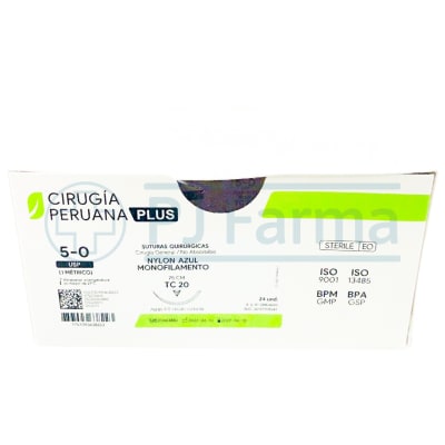 Nylon Azul 5/0 TC 20 Cirugía Peruana Unidades1