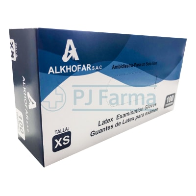 Guante de Latex XS Alkhofar Caja X 100 Unid