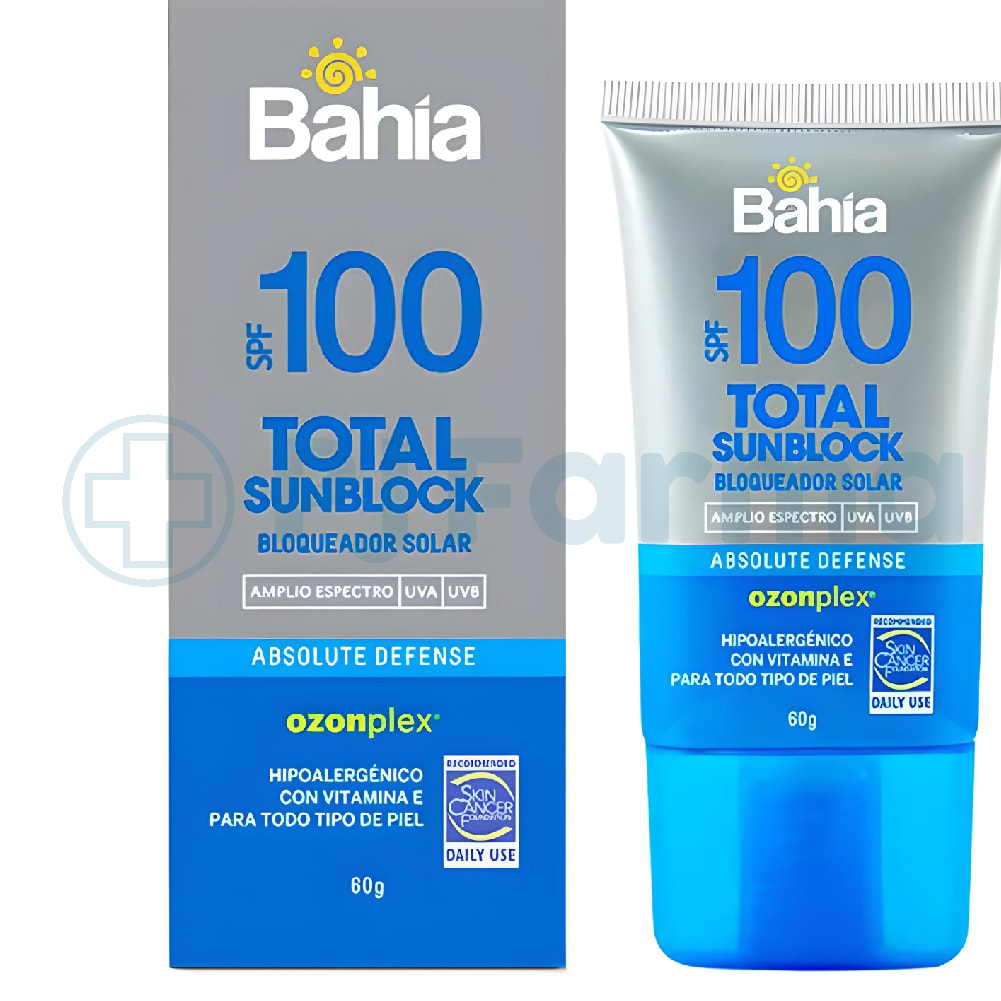Bloqueador solar bahia total sunblock spf90 tubo x 60g pj farma