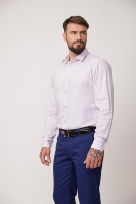 CAMISA COTTON BLEND SF050 LILA RAYAS