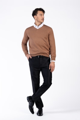 SWEATER CUELLO V M/L CAMEL