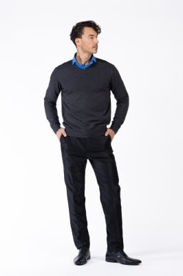 SWEATER CUELLO V M/L CHARCOAL