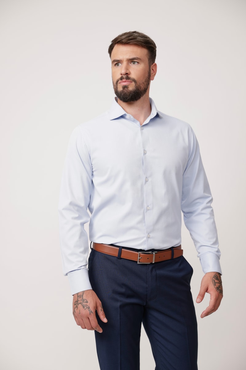 CAMISA COTTON BLEND SF039 CELESTE