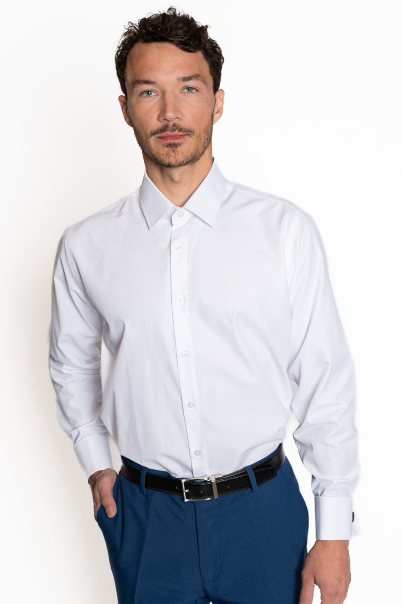 CAMISA VESTIR PUÑO DOBLE BLANCA