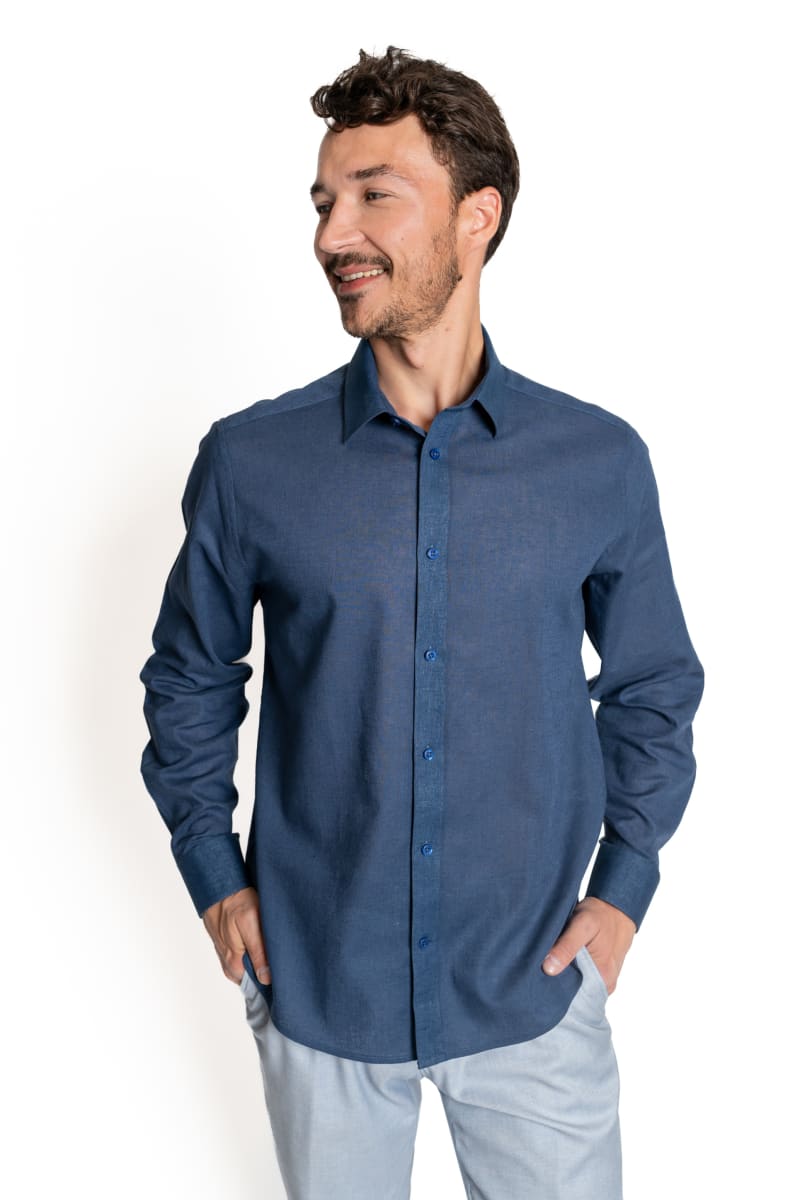 CAMISA LINEN COTTON S25 NAVY