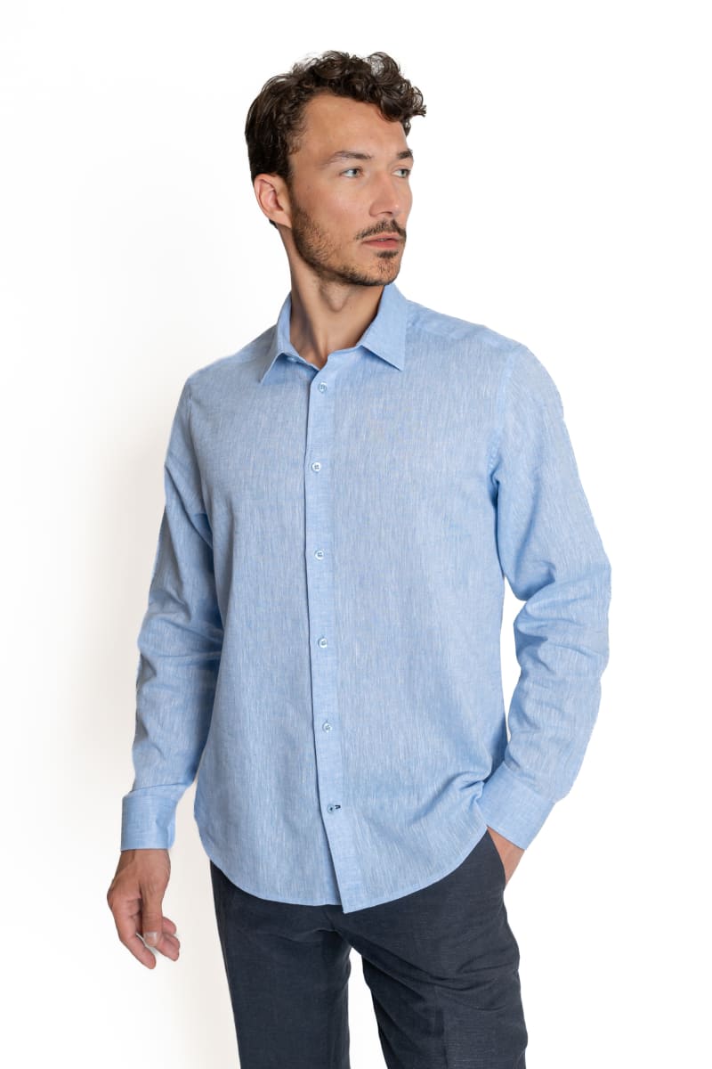 CAMISA LINEN COTTON S25 LT BLUE