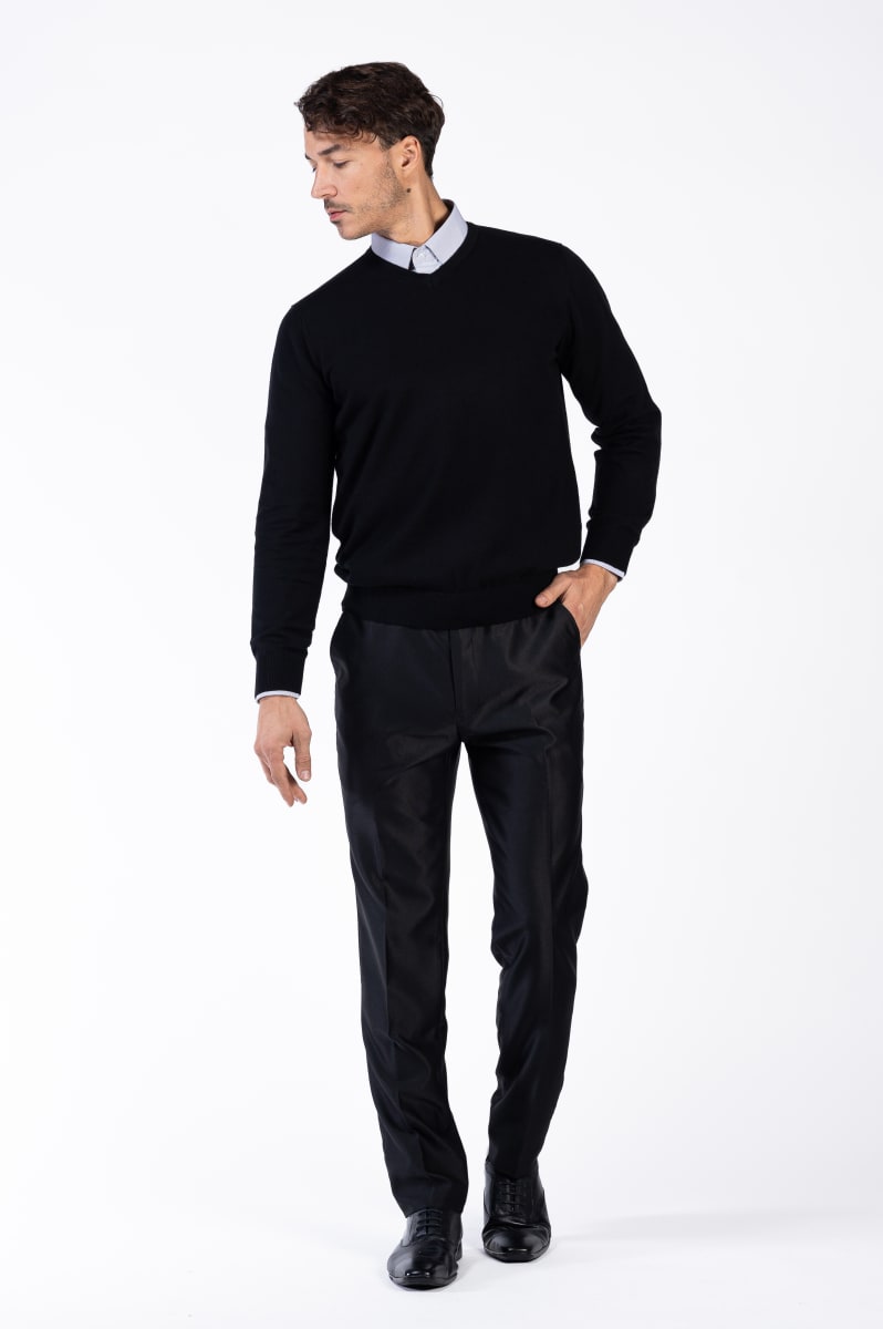 SWEATER CUELLO V M/L BLACK